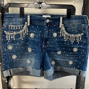Mid rise bling Jean shorts
